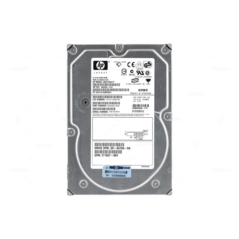 360205-012 HP HDD 72.8 GB 10K WIDE U320 SCSI 3.5" LFF